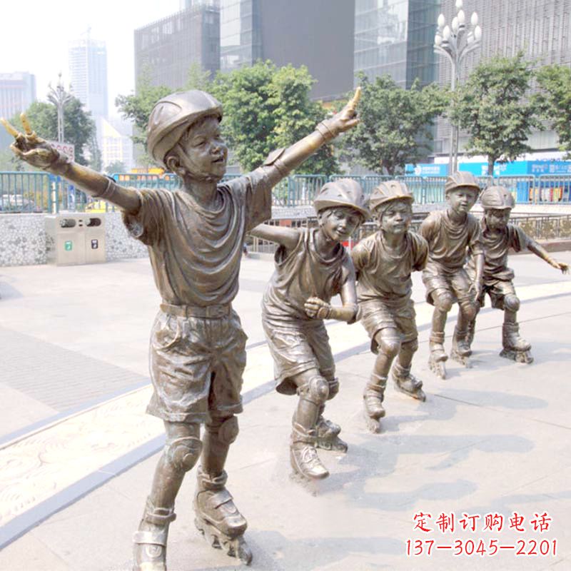 厦门精致巧雕的滑旱冰小孩雕塑
