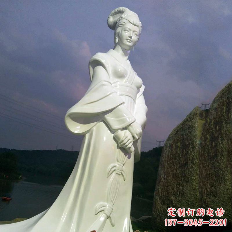 厦门景区历史名人古代著名美女西施汉白玉石雕像