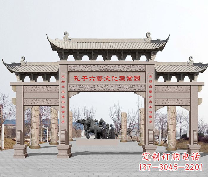 厦门景区三门石雕牌坊-高质美观可靠的雕塑装置