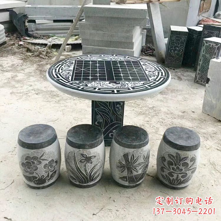 厦门精美梅兰竹菊形石桌凳，无与伦比的艺术美感