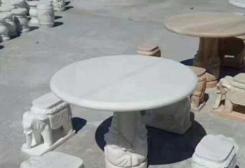 厦门百变汉白玉圆形石桌凳，让家居更具格调