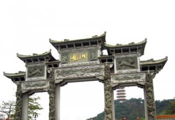 厦门龙山景区大型石头雕塑牌楼，定制之选