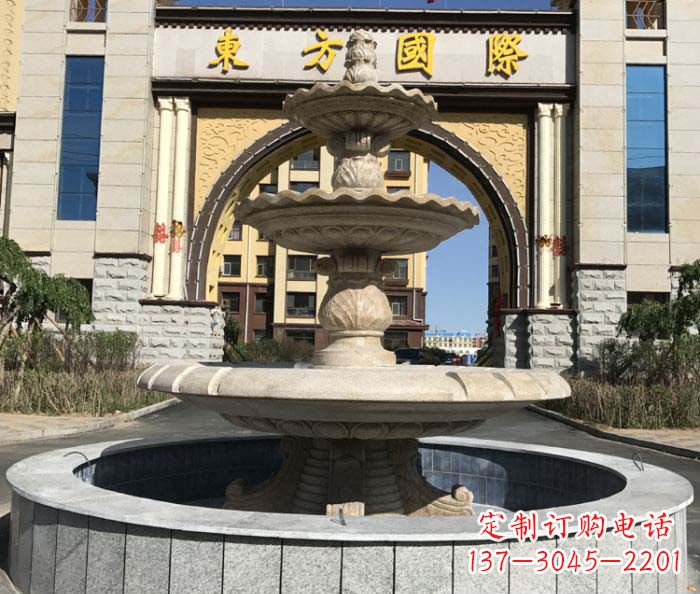 厦门三层欧式喷泉石雕,为小区增添质感