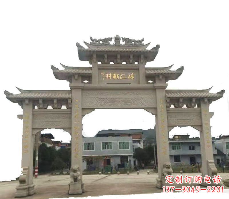 厦门三门牌坊仿古石雕，雕刻精美传承传统