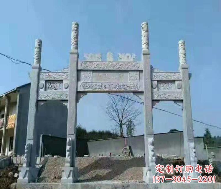 厦门三门仿古牌坊石雕,精致雕刻典雅之美