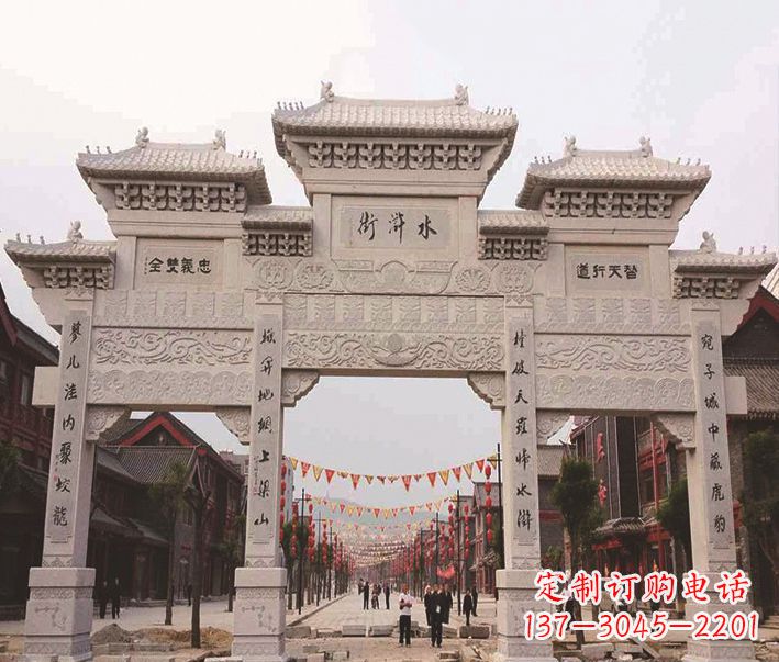 厦门三门牌坊石雕-专业彰显气派