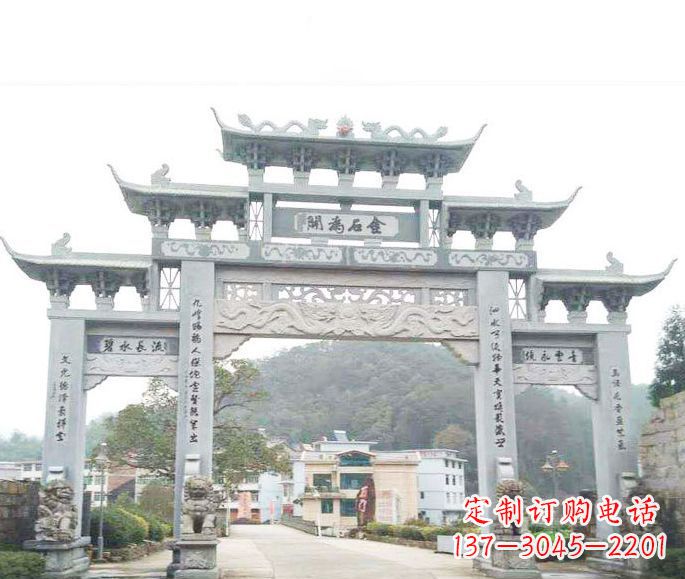 厦门三门五楼石牌坊石雕——精美精致的多层次雕刻