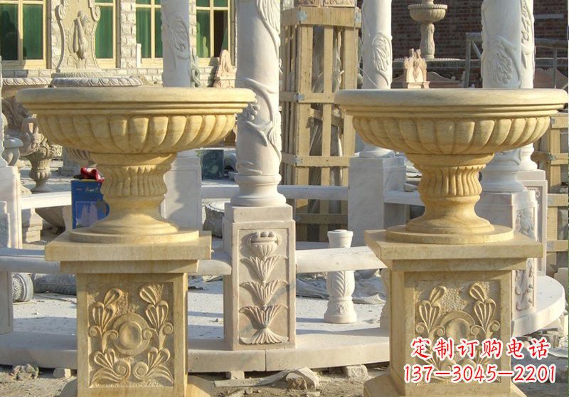 厦门砂岩别墅花盆雕塑