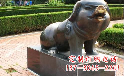 厦门古典中国十二生肖猪铜雕塑