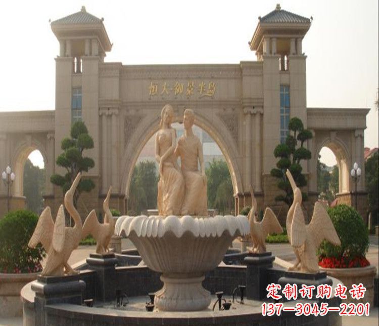厦门石雕西方人物喷泉雕塑