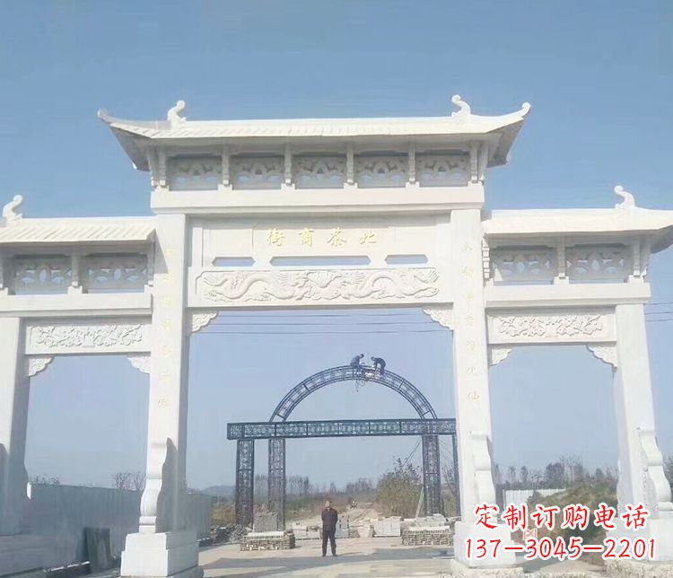 厦门石牌坊三门牌坊石雕 (4)