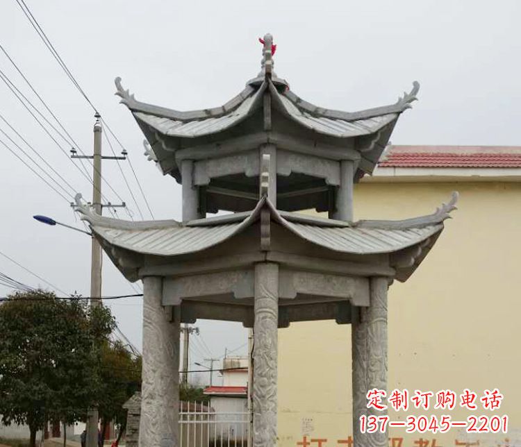 厦门双层仿古凉亭石雕 (2)