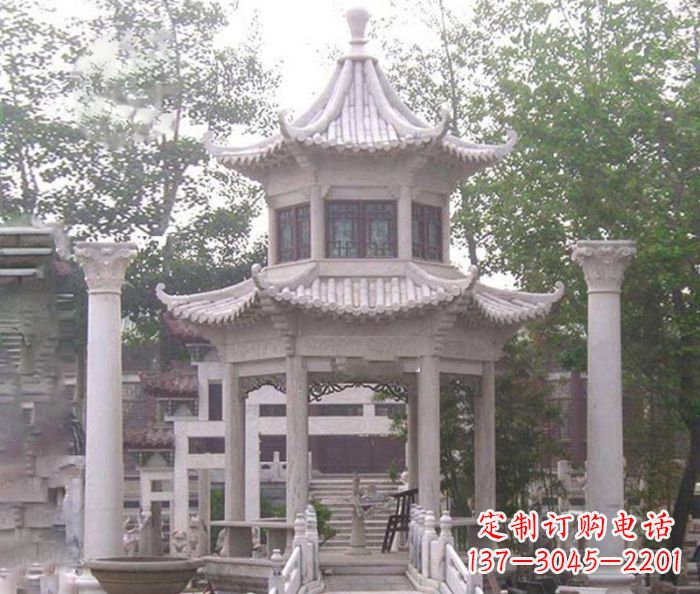 厦门双层仿古凉亭石雕 (3)