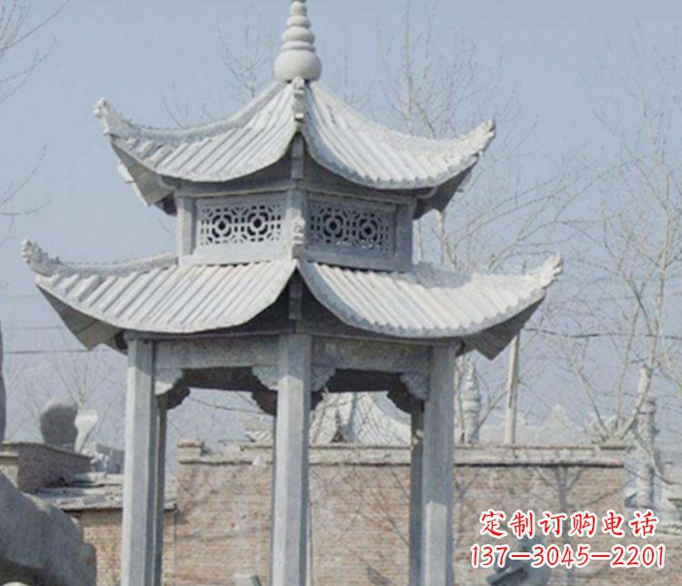 厦门双层仿古六角凉亭石雕