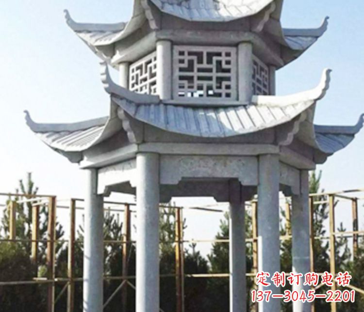 厦门双层仿古石凉亭石雕_2