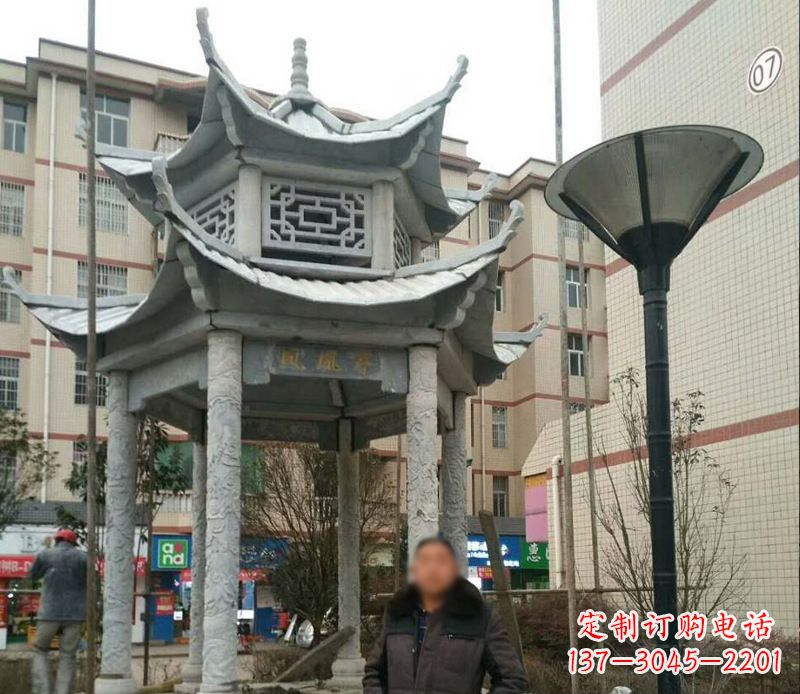 厦门双层六角凉亭石雕