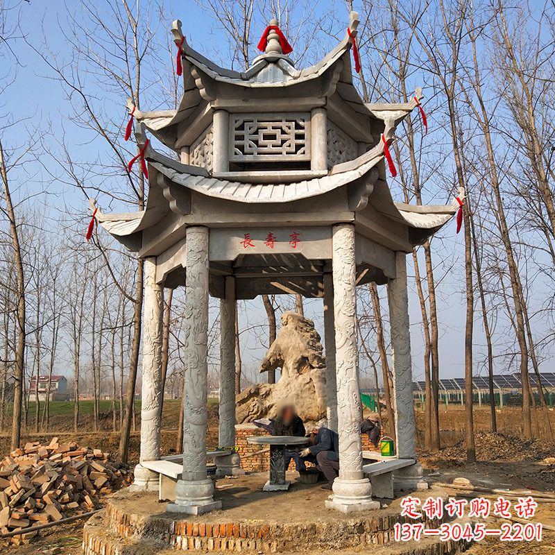 厦门双层六角石凉亭
