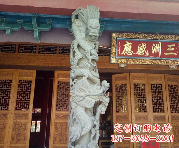 厦门寺庙景观龙柱石雕 (2)