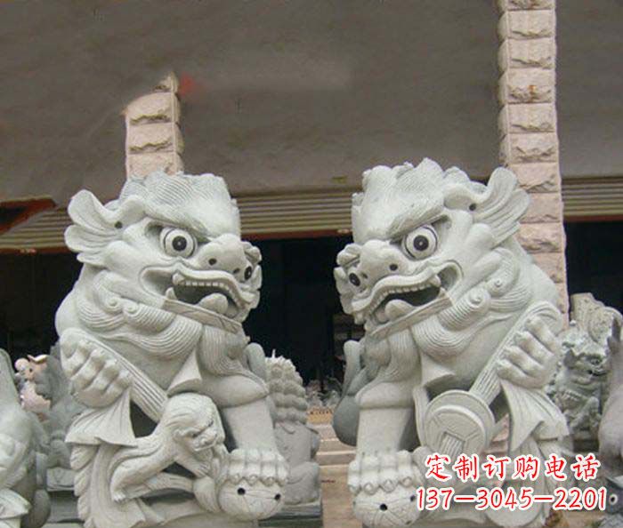厦门寺庙景观南方狮子石雕 (2)