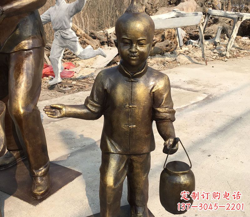 厦门提灯笼的小男孩铜雕
