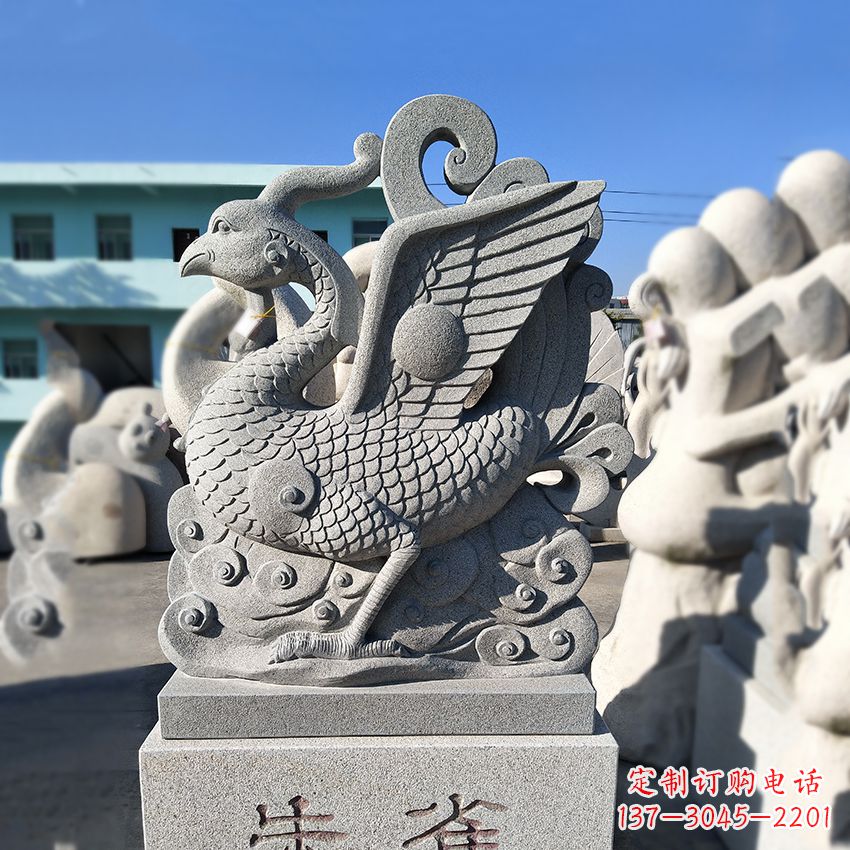 厦门天之四灵之朱雀神鸟砂岩石雕塑
