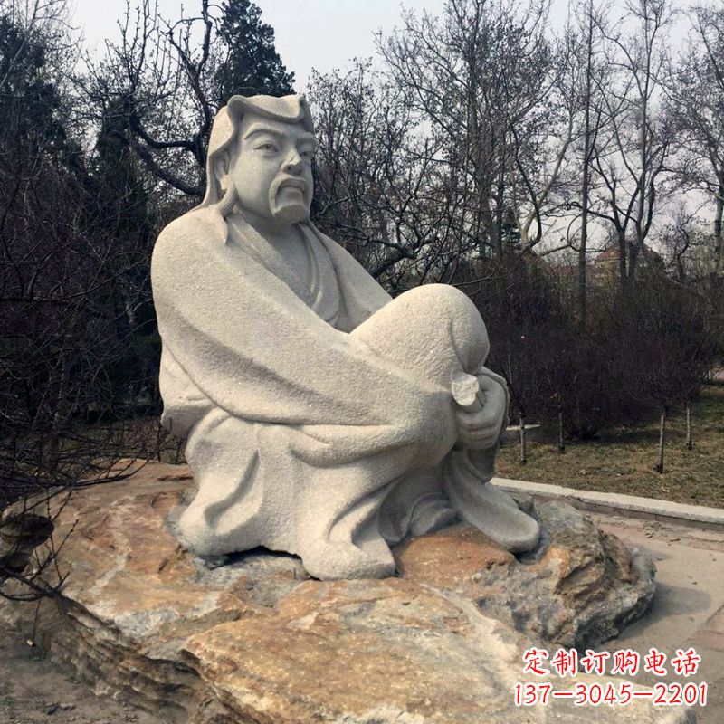 厦门田园诗派鼻祖陶渊明公园园林石雕坐像