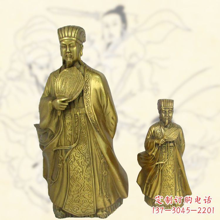 厦门铜雕名人诸葛亮雕像-纯铜铸造三国人物雕塑
