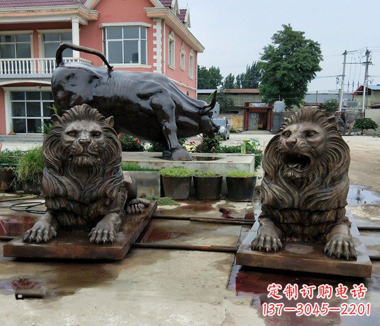 厦门铜雕银行门口狮子雕塑摆件