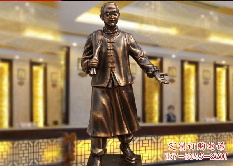厦门铜雕迎宾人物店小二