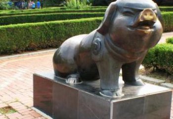 厦门古典中国十二生肖猪铜雕塑
