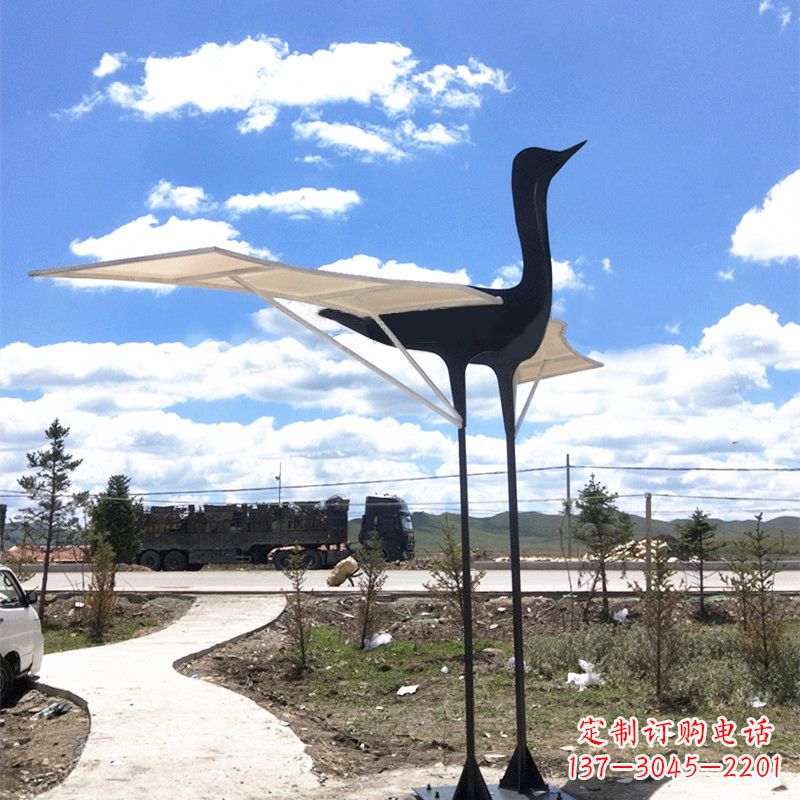 厦门仙鹤不锈钢遮阳亭景观雕塑