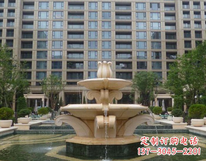 厦门小区景观晚霞红喷泉石雕 (2)