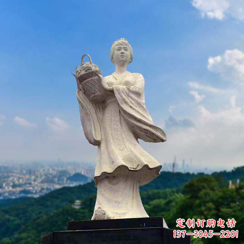 厦门虞姬景观石雕像-景区园林古代美女雕塑