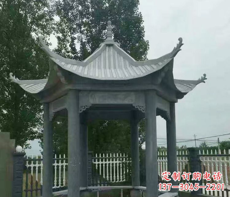 厦门园林仿古石凉亭景观石雕 (2)