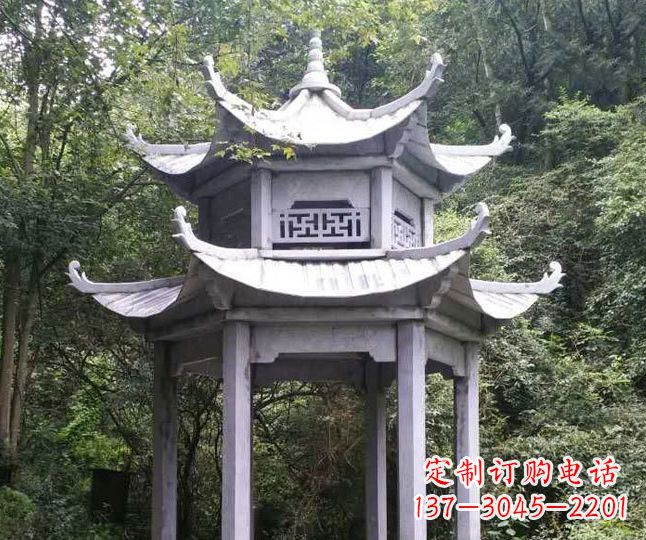 厦门园林仿古石凉亭景观石雕 (3)