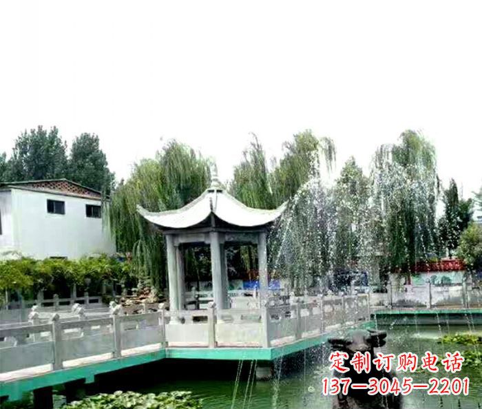 厦门园林景观单层六角石雕凉亭