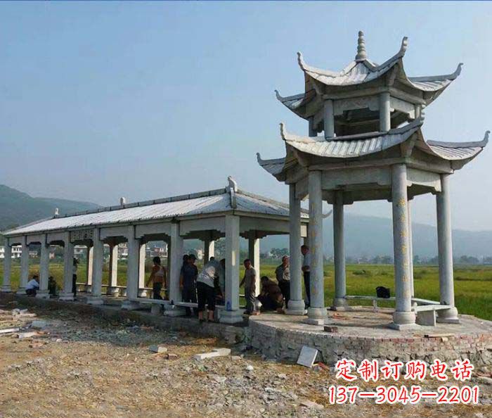 厦门园林景观仿古石雕长廊凉亭