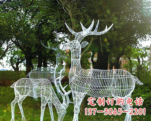 厦门园林镂空梅花鹿不锈钢景观雕塑
