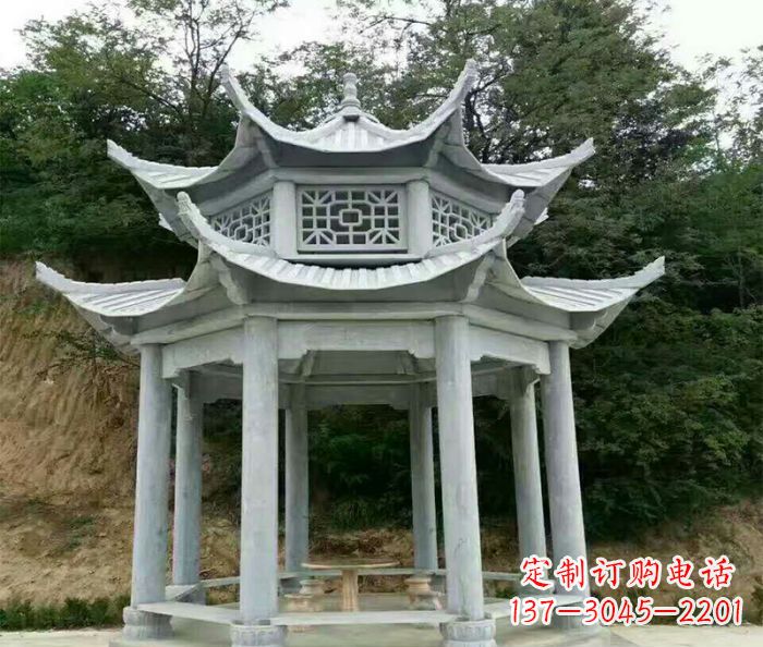 厦门园林双层凉亭石雕 (2)