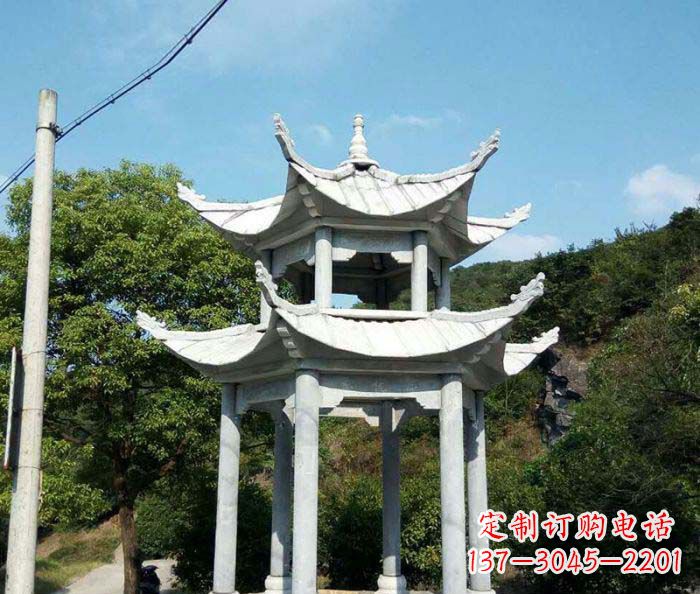 厦门园林双层凉亭石雕