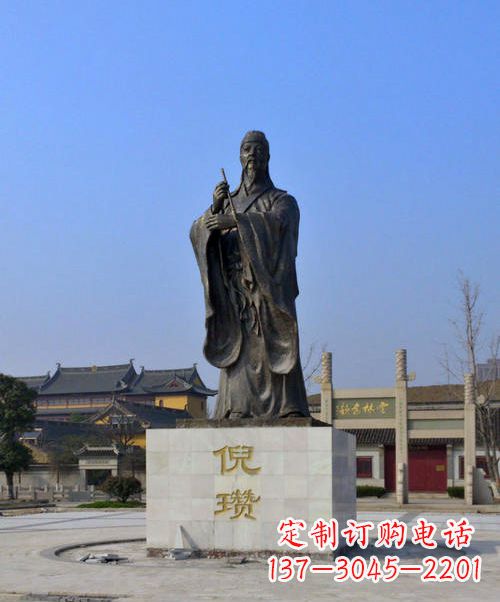 厦门中国历史名人元末明初画家诗人倪瓒铜雕塑像