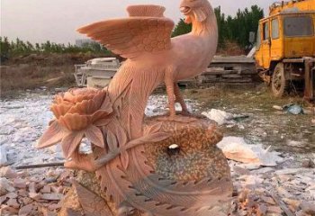 厦门中国古代传说中的瑞鸟凤凰牡丹石雕