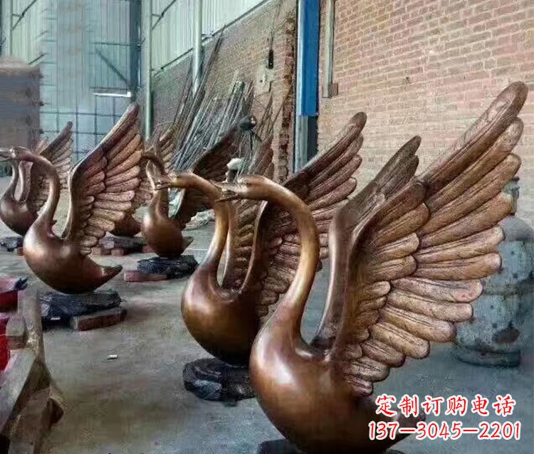厦门铸铜天鹅喷水动物喷泉雕塑