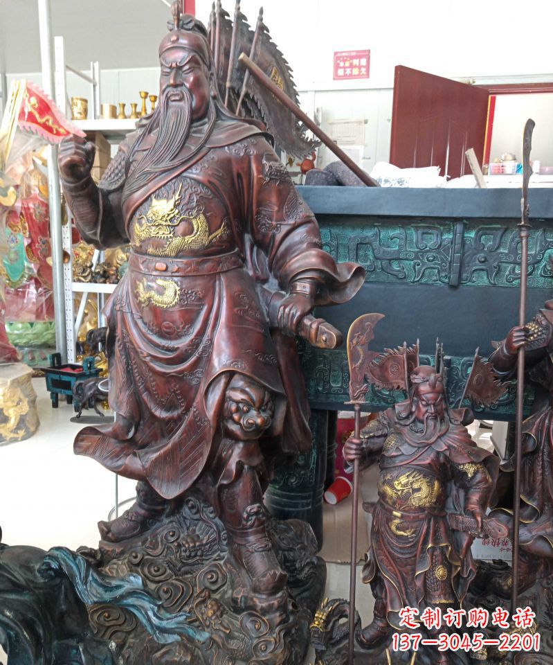 厦门宗教庙宇关公武财神铜雕
